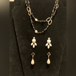 2/$15 Black and Gold Beaded Necklace With 2 Pair of Earrings